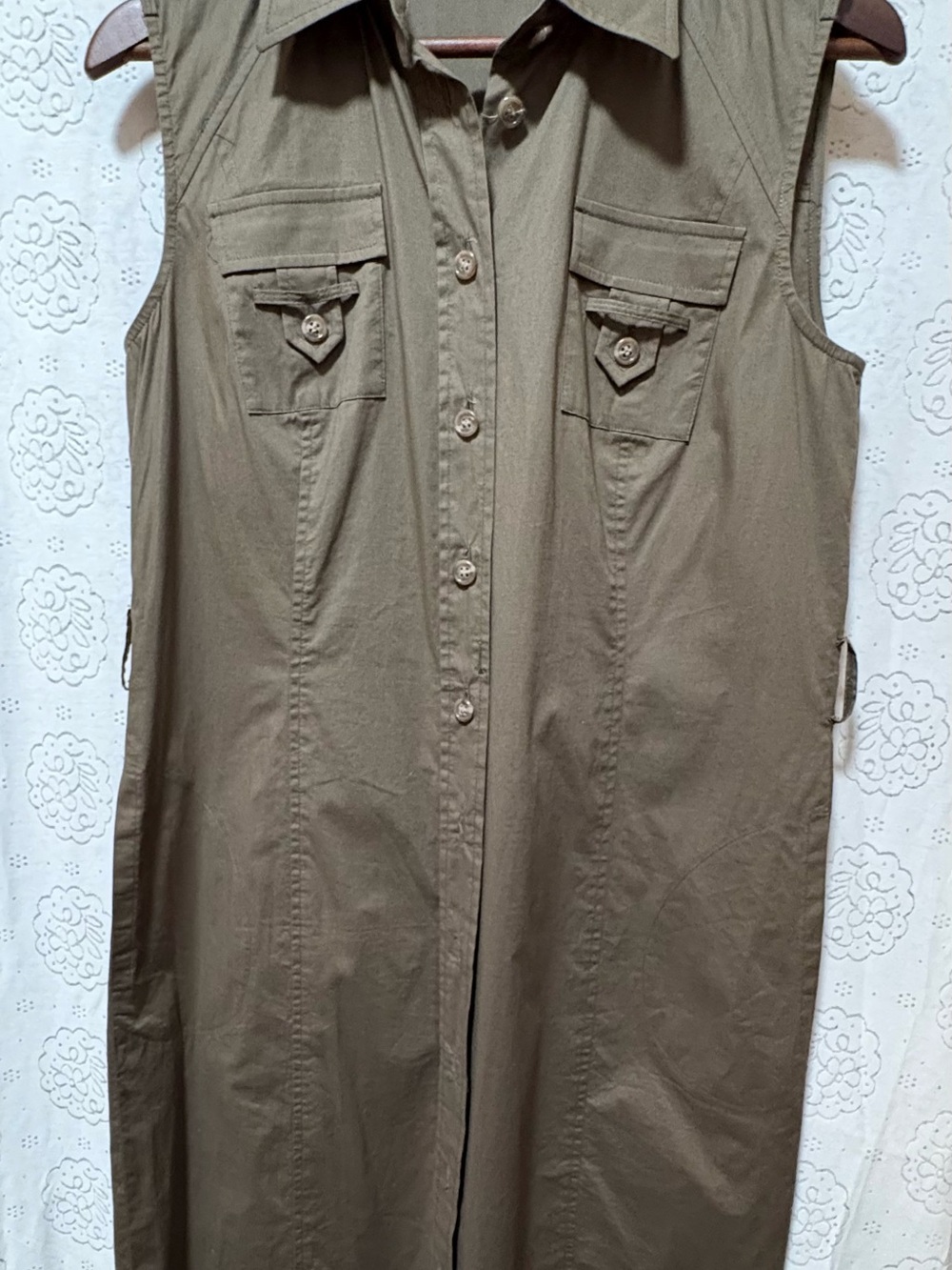 Tahiti Arthur S Levine Olive Safari Shirt Dress Button Front Utility Size 8